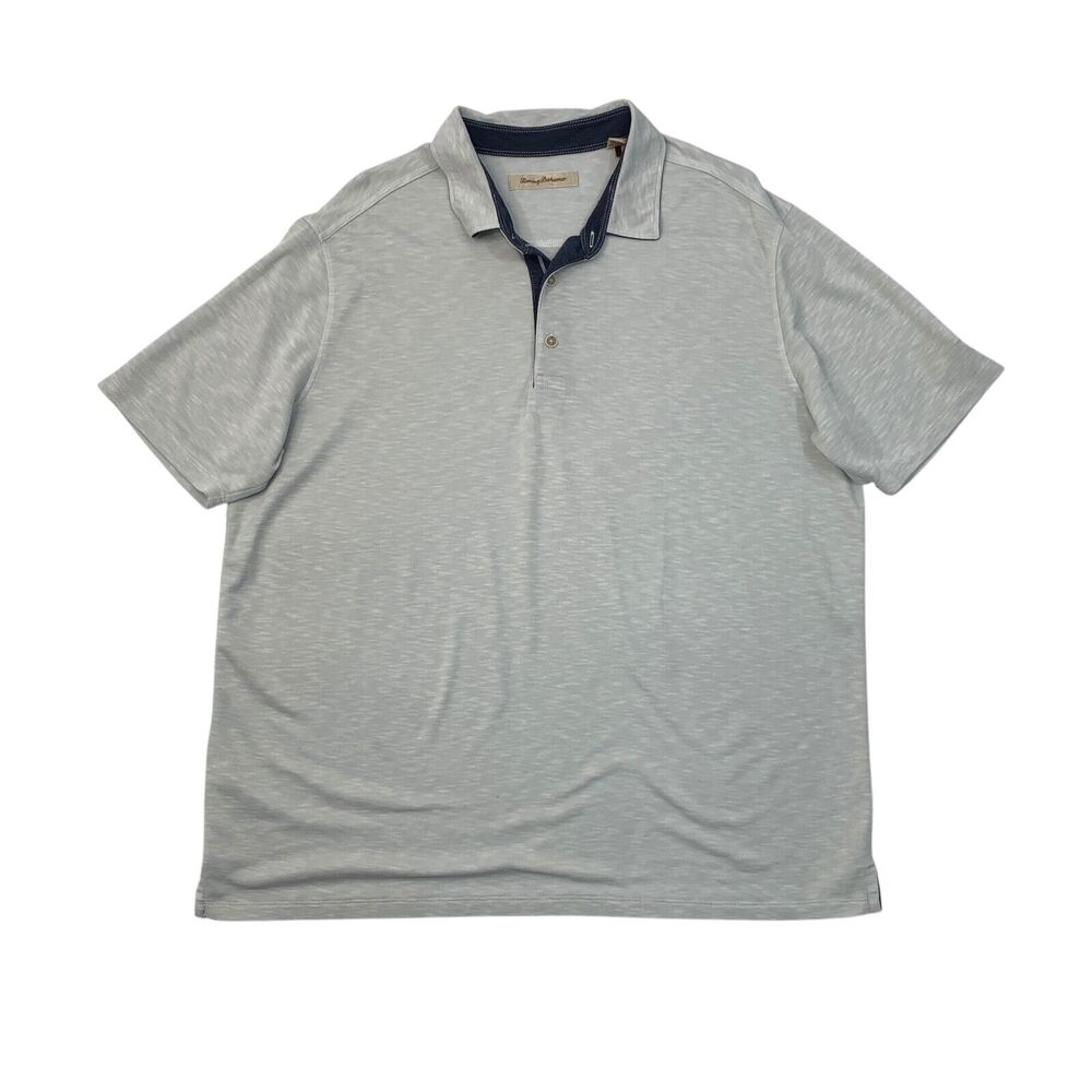 Tommy Bahama Shirt Mens XXL Dove Grey Short Sleeve Modal Blend Droptail Polo